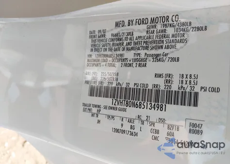 2008 Ford Mustang V6 Deluxe/V6 Premium from USA, damaged, VIN 1ZVHT80N685134981